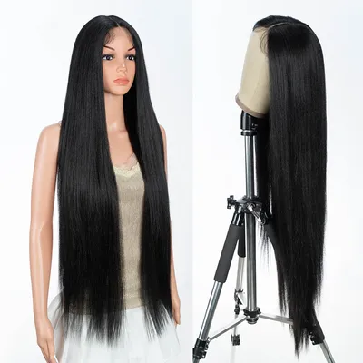 Synthetic Lace Front Wigs For Women 36 Inch Deep Part Long Yaki Straight Ombre Brown Ginger Cosplay
