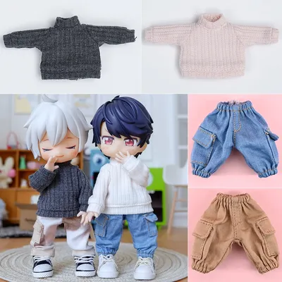 Ob11 Doll Winter Clothes Knitted Sweater Clothing Doll Casual Jeans Clothes For Penny, Nendoroids Ob11,Mollys,Obitsu 11,1/12 Bjd