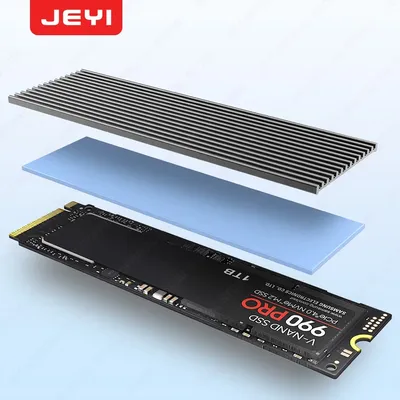 JEYI M.2 SSD Heatsink, Aluminum PS5 Radiator Solid State Drives Cooler Silicone Thermal Pad For NVME