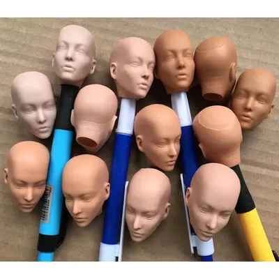 MENGF FR Color Bald Doll Heads Small Defectives With Black Dots Doll Heads Japan White Pink Beige Hungarian Latin Skin Doll Part