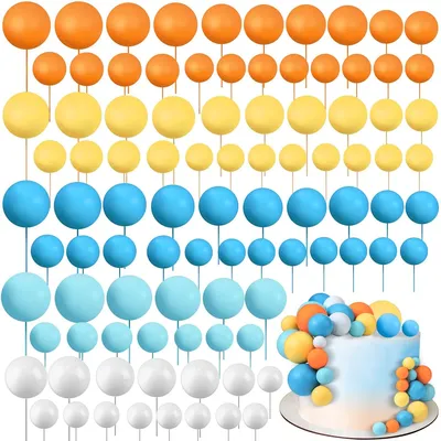 80Pcs Balloons Cupcake Topper DIY Cake Insert Topper Foam Cake Balls Baking Decoration for Wedding