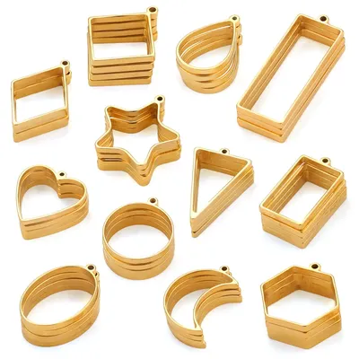 10pcs Stainless Steel Geometric Figure Charm Hollow Glue Blank Pendant Tray Bezel Charms For Jewelry Making Supplies Findings