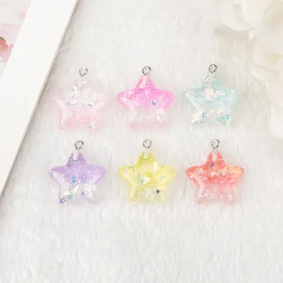 18Pcs 23*23mm Star Charms Resin Cabochons Flatback Colorful Candy For DIY Jewelry Making Hair Accessories