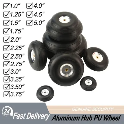 1 Pairs PU Wheels W/ Aluminum Core Alloy Hub 1Inch/1.25/1.5/1.75/2/2.25/2.5/2.75/3/3.25/3.5/3.75/4/4.5/5 " for RC Airplane Model