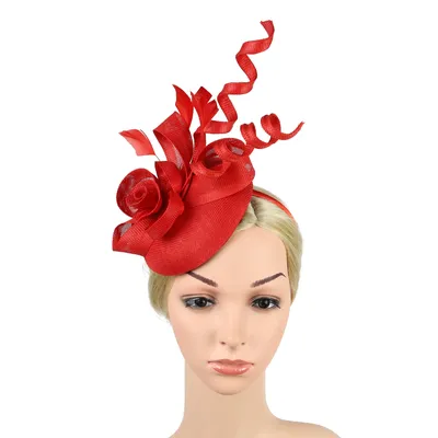 Sinamay Lady Flower Fascinator Hat,Headband with Clips,Pillbox Hat Cocktail Tea Party Headwear for