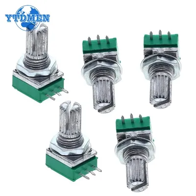 5PCS RK097 RK097N Potentiometer B1K 5K 10K 20K 50K 100K 500K 15mm 3Pin Audio Amplifier Sealed Linear