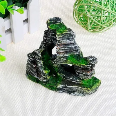 Artificial Moss Hiding Cave Mountain View Underwater Fish Tank Ornament Landscaping Craft Living