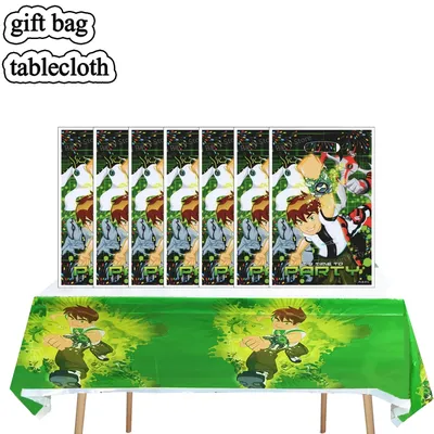 Cartoon Ben-10 Tablecloth Kid Favor Birthday Pack Event Party Gift Bags Baby Shower Disposable