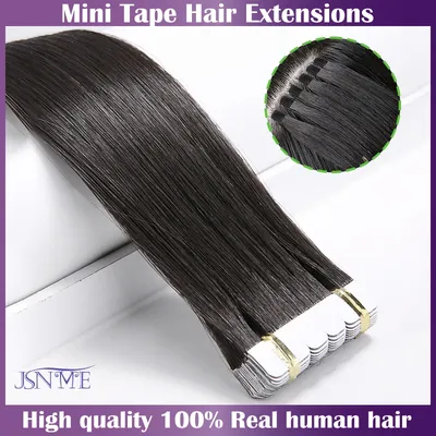 JSNME Mini Tape In Human Hair Extensions Natural Seamless Invisible SKin Weft Remy Human Hair
