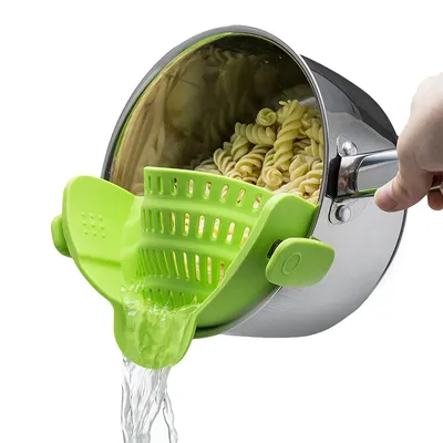 LMETJMA Universal Silicone Clip-on Pan Pot Strainer Anti-spill Pasta Pot Strainer Food Grade Rice