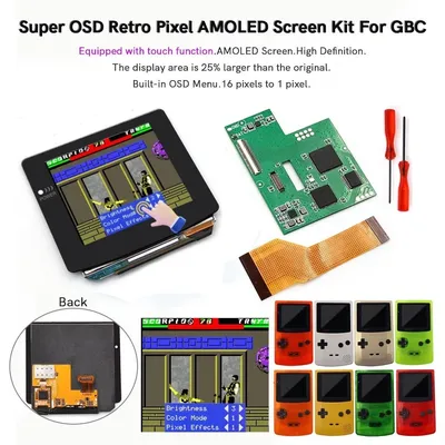 Newest AMOLED Touch OLED Laminated Screen Built in OSD Menu RETRO PIXEL Screen For GBC GameBoy Color