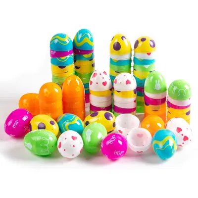 12/24pcs Easter Fillable Opening Egg Plastic Easter Eggs Decoration For Home Kids Happy Easter Favor