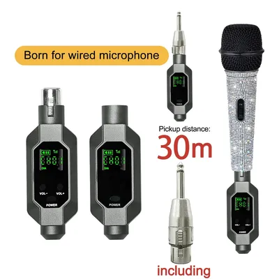 Wireless XLR Transmitter and XLR Receiver for Dynamic Wired Microphone Compatible with Audio Mixer