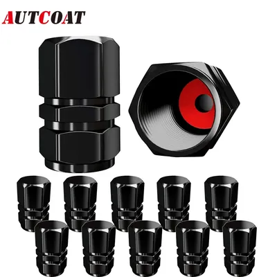 AUTCOAT Tire Valve Caps (12 Pcs) Heavy-Duty Stem Covers | Dust Proof, with O Rubber Seal | Hexagon