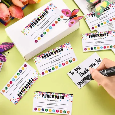 50pcs/set Punch Cards Incentive Loyalty Reward Card Student Awards Cards for Business Classroom Kids