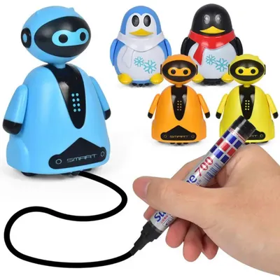 Draw Lines Follow Toy Creative Inductive Electric Robot Car Follow Any Line You Draw Robot Penguin