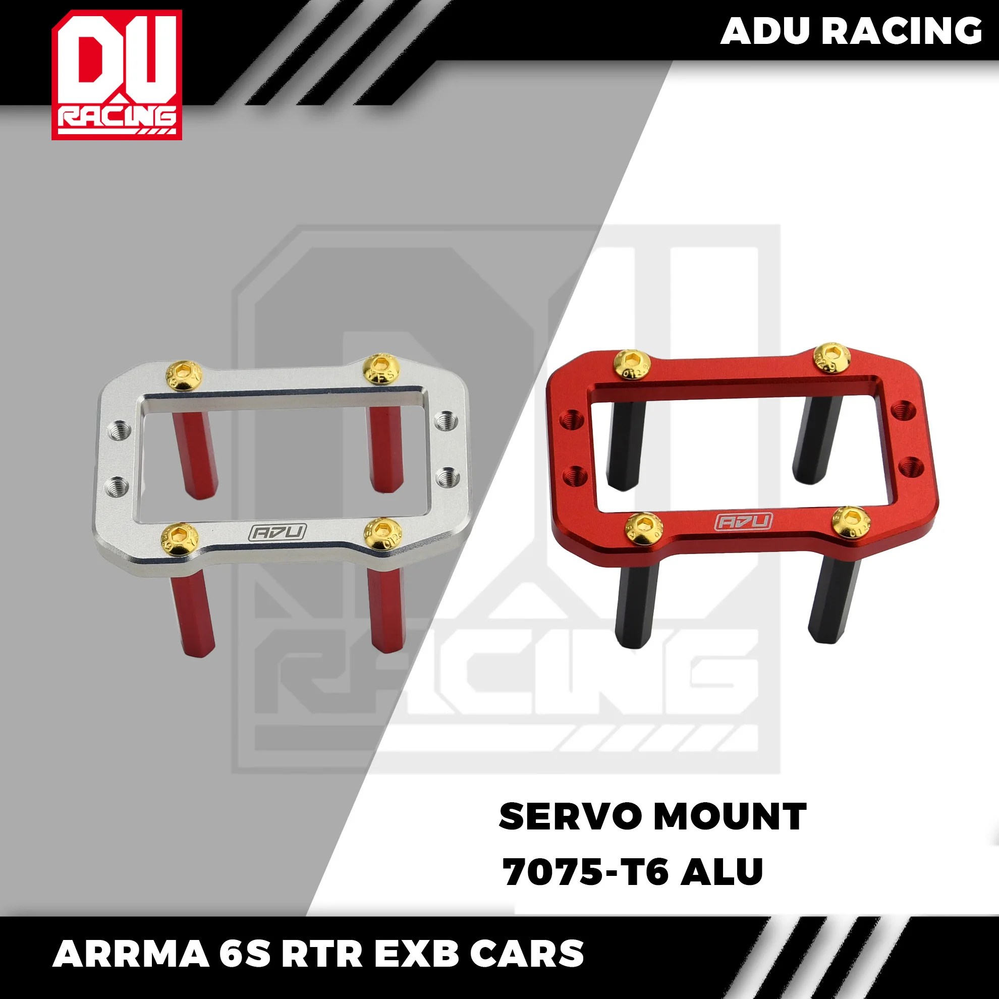 ADU Racing SERVO MOUNT CNC 7075 T6 ALUMINUM FOR ARRMA 6S 1/8 AND 1/7 V6