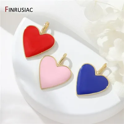 14K Gold Plated Brass Metal Simple Fashion Heart Charms Pendants For DIY Necklace Earring Jewelry