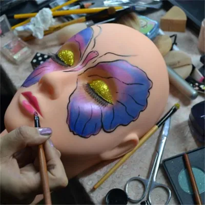 3pcs 5D Face Makeup Practice Tools Theatrical Makeup Eyelash Extensions Eyebrow Lip Tattoo Head Tattooist Training Skin Supplies