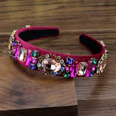 Cute Boho Sparkly Pink Crystal Rhinestone Headbands Handmade Diamante Hairbands For Girls Wedding