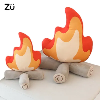 ZU 30/45cm Creative Plush Pillow Bonfire Stuffed Toy Funny Home Decor Campfire Cushion Emulational