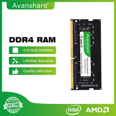 Avanshare Ram Memory DDR3 DDR4 DDR5 Sodimm 4GB 8GB 16GB 32GB 1333 1600 2400 2666 3200 5600MHz PC5 PC4 PC3L PC3 Laptop Computer