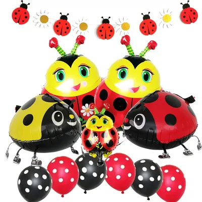 LadyBug Party Balloons Black Red Polka Dots Ladybug Foil Balloon Spring Party Decor For Kids Ladybug