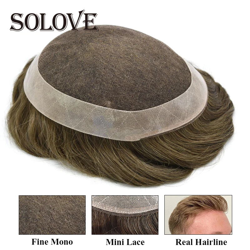 Toupee Wigs Human Hair For Men Mono Npu Base Hair Prosthesis Man Natural Men's Capillary Prosthesis Durable Hair System For Men