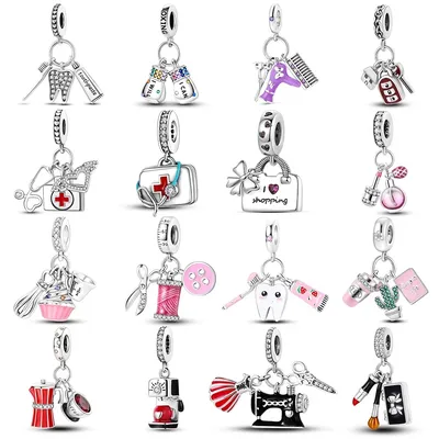 Silver Plated Original Healthy Teeth Toothbrush Dangle Charm Beads fit Pandora Bracelet Necklace