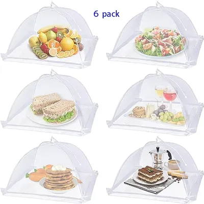 6 pcs large food cover,mesh food tent,17 inch pop up umbrella screen