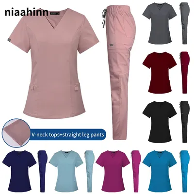 Short Sleeved Hospital Doctor Uniforms Spa Uniforms Dental Clinic Medical Scrubs Suits Pet Grooming