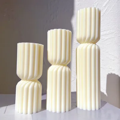 Cylindrical Tall Twirl Pillar Candle Mold Ribbed Aesthetic Twist Swirl Silicone Mould Geometric