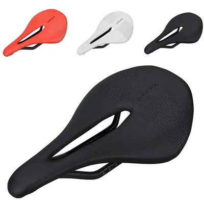 Carbon+Leather Road Bike Saddle MTB Bicycle Saddles Mountain Bike Racing Saddle PU Breathable Soft