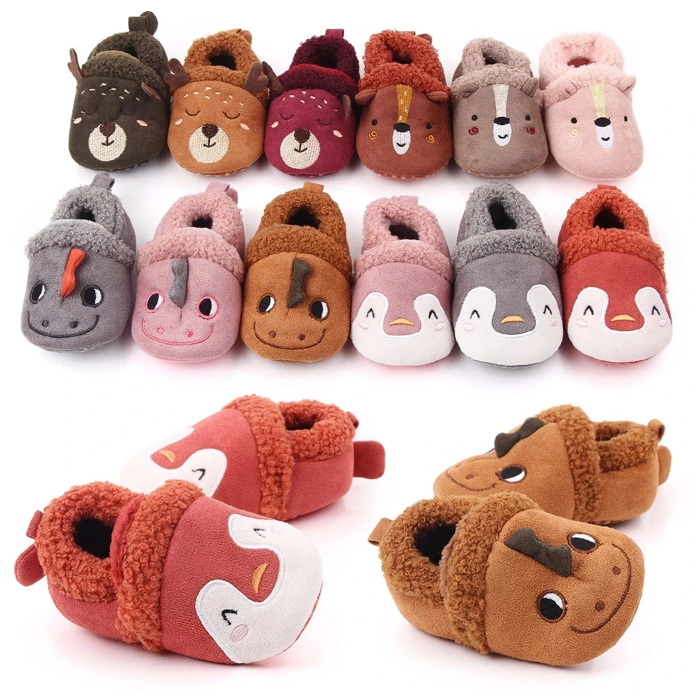 Super Keep Warm Infant Slippers Toddler Baby Shoes Baby Boy Girl Knit Crib Shoes Cute Cartoon Anti-slip Prewalker Baby Slippers