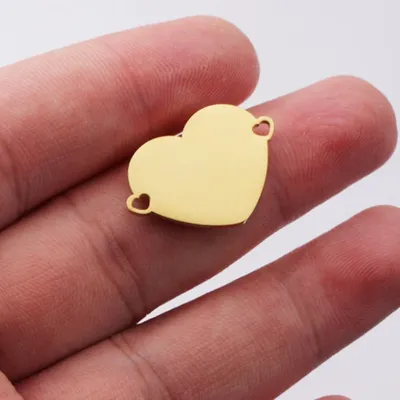 New 20piece/lot Stainless Steel Mirror Polished Heart Love Charms Connectors For Women Necklace