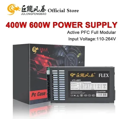 JULONGFENGBAO 400W 600W Full Modular PSU 110-264V 1U Mini Flex PC Power Supply For K39 A4 S3 G5 ITX