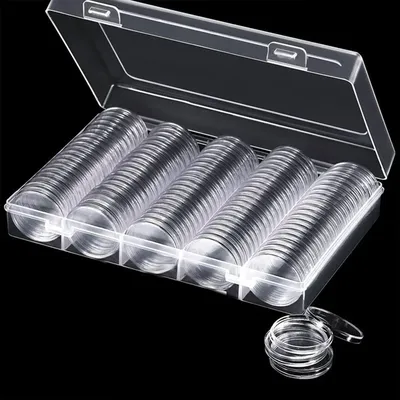 100Pcs 27mm/30mm Transparent Coin Cases Coins Storage Capsules Protection Box Container Holder Coin