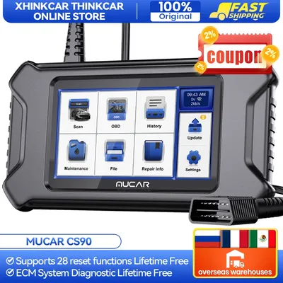 MUCAR CS90 Professional OBD2 Scanner tools 28 Maintenance Services ECM System Lifetime Free Updater All Car Scan Diagnostic Tool