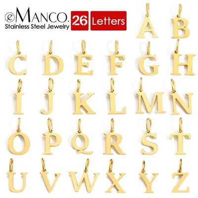 eManco Initial Alphabet Pendant Stainless Steel Charms for Making Necklace Minimalism Accessories Women's Jewelry Wholesale