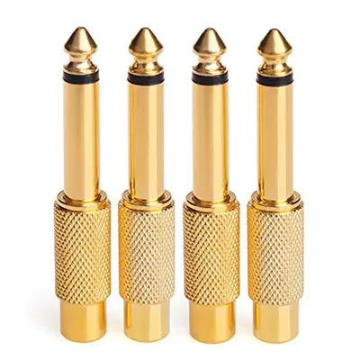 4 Pack Gold Plated RCA to 1/4 Adapter RCA Female to 6.35mm 1/4 inch Male Mono TS Interconnect Audio