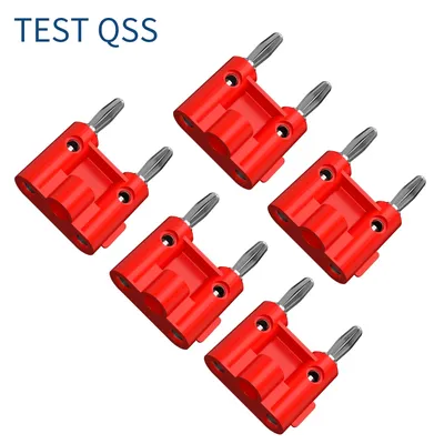 QSS 5PCS Double Row 4MM Banana Plug Connector Speaker Amplifier Plug Jack Twin Banana Terminal
