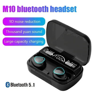 2024 TWS M10 Wireless Bluetooth Headset 5.3 Earphones Bluetooth Headphones with Mic Earbuds 3200mAh