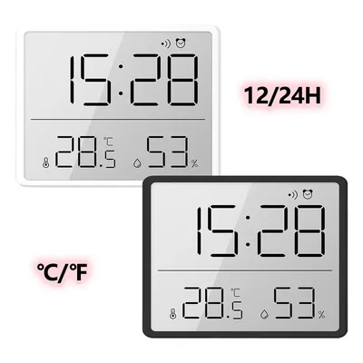 Ultra Thin Alarm Clock LCD Large Screen Digital Temperature Hygrometer Simple Alarm Clock Magnetic