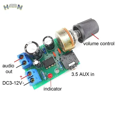 LM386 10W Audio Amplifier Board Mono 3.5mm DC 3-12V Volume Control drop ship