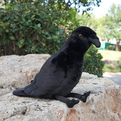 20cm High Soft Large-billed Crow Plush Toys Lifelike Black Birds Raven Stuffed Animals Toy Gifts For