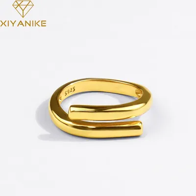 XIYANIKE Silver Color Double Layer Geometric Ring Female Charm Fashion Simple Opening Light Luxury Handmade Jewelry Gift