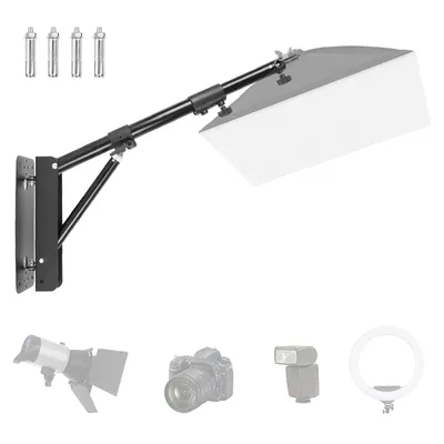 SYNZZUR 54"/137cm Black Wall Mount Triangular Boom Arm 180° Flexible Swivel Length Adjust for Ring