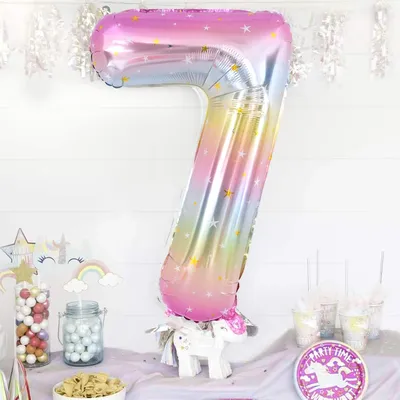 40inch Rainbow Color Number Foil Balloon 0-9 Digit Unicorn Theme Birthday Party Balloon Kids 1st