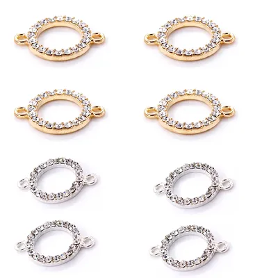 10pcs Rhinestones Medal Alloy Connector Pendants for DIY Necklace Bracelet Crafts Jewelry Making Supplies