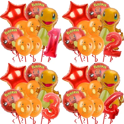 Anime Pokemon Cartoon Birthday Party Decoration Foil Globlos Latex Mix Charmander Balloons Set Party